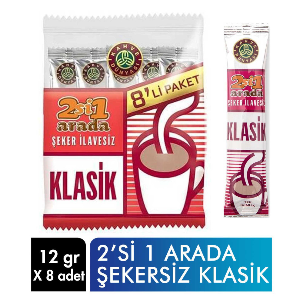 Kahve Dünyası Hazır Kahve 12 gr X 8'li Paket 2'si 1 Arada Şekersiz Kla Diğer Fiyatı