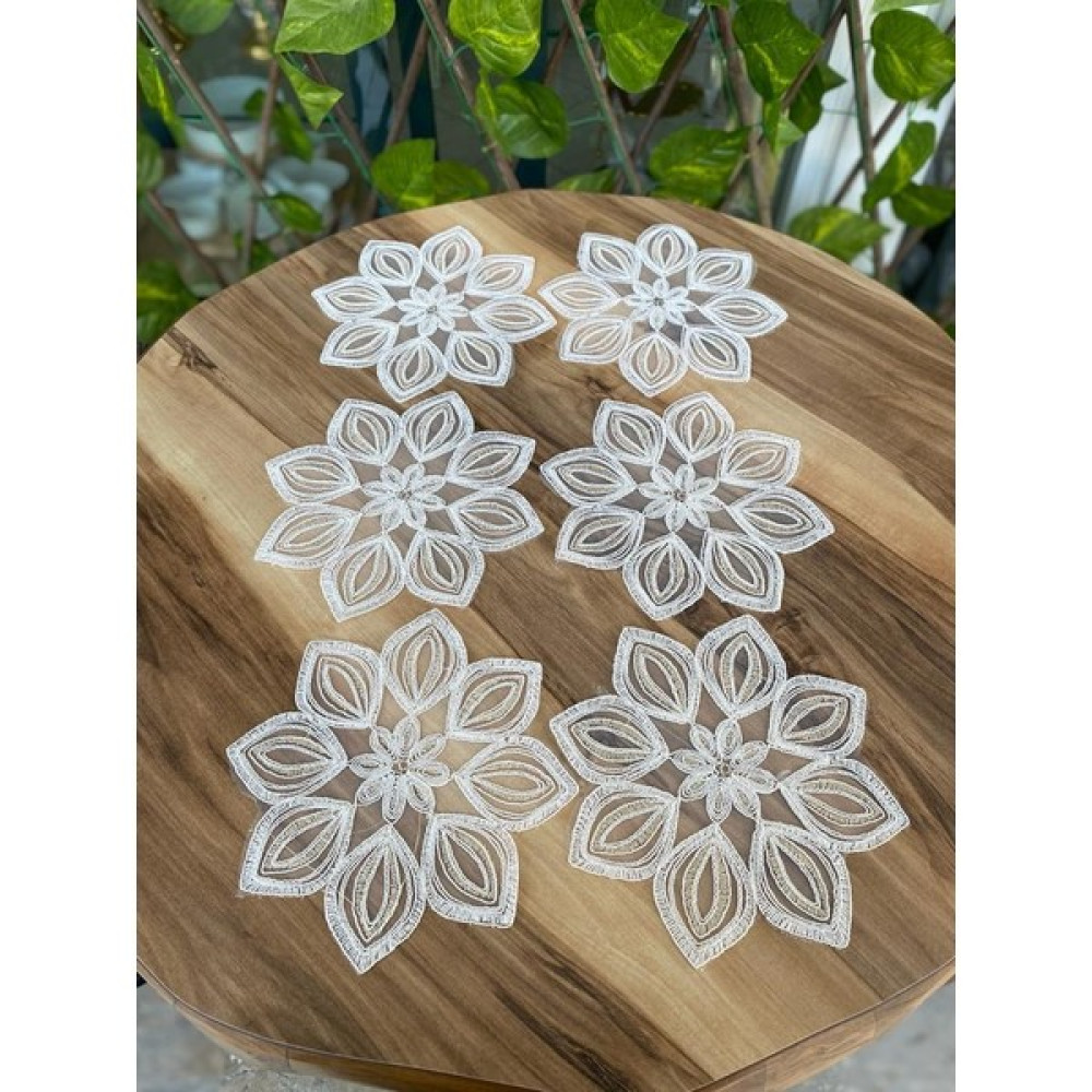 Kahve Yanı Sunum Tül Peçete 6 Adet - 10 x 13 cm - Krem Masa Örtüsü Fiyatı