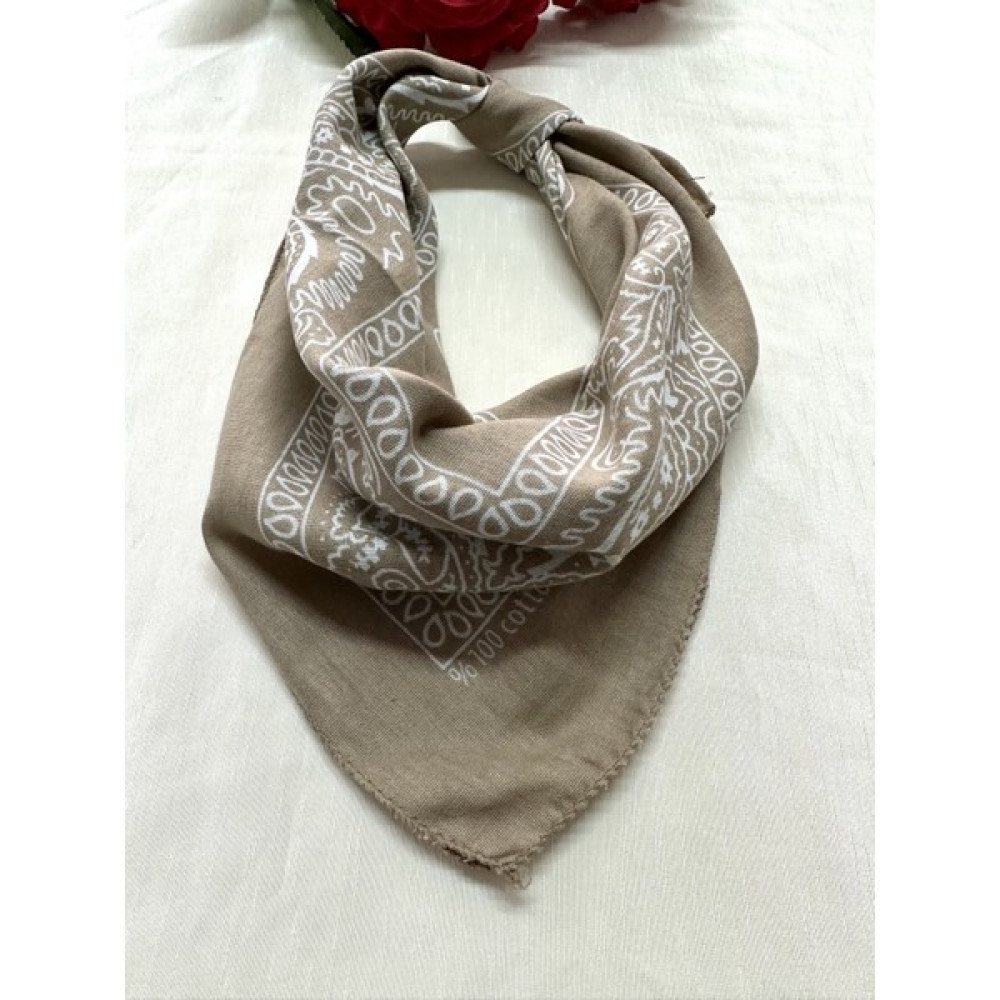 Kahverengi Etnik Desenli %100 Koton Bandana Bandana (Outdoor) Fiyatı