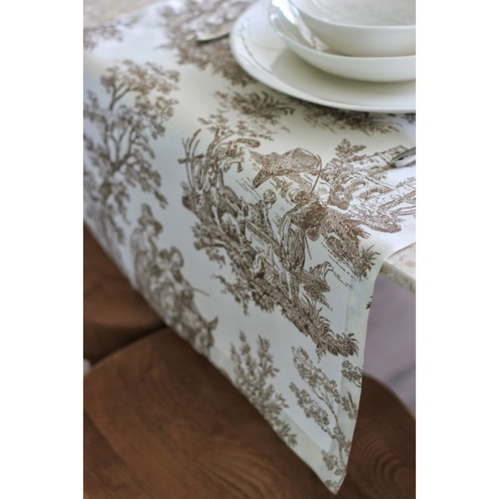 Kahverengi Panama Keteni Fransız Köylüler Runner - 140 x 45 cm Masa Örtüsü Fiyatı