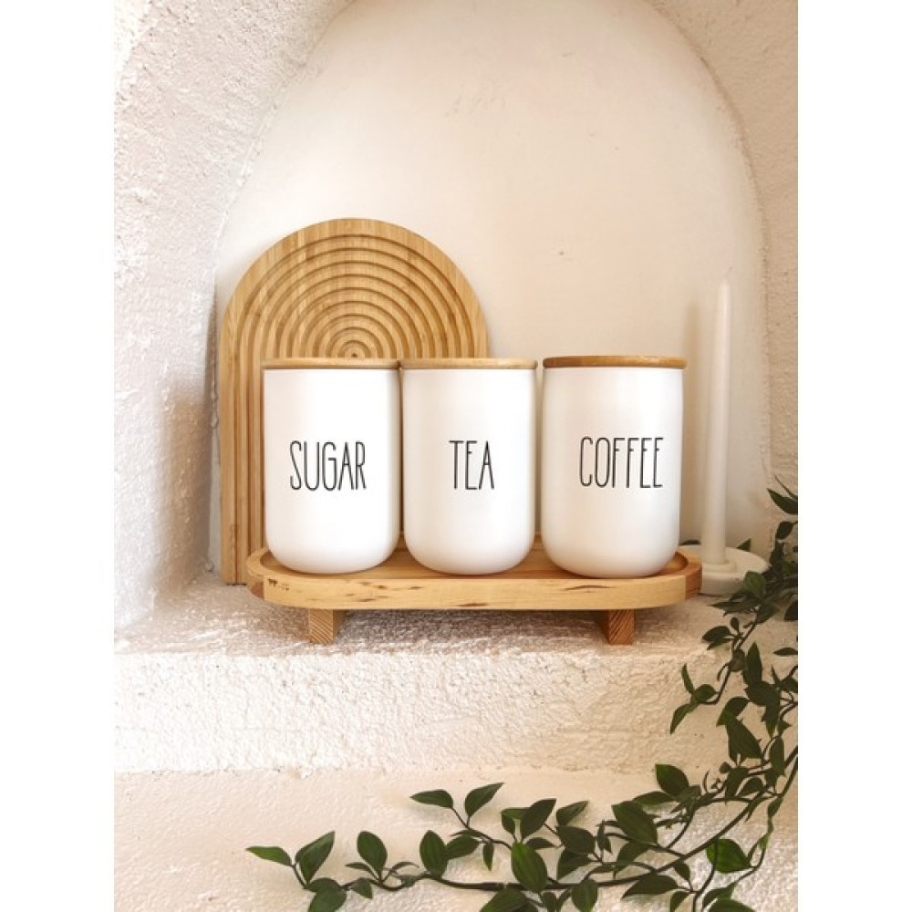 Kai Home 3 Lü Bambu Kapaklı Ahşap Ayaklı Altlıklı Çay/Kahve/Şeker Kavanozu Saklama Kapları Fiyatı