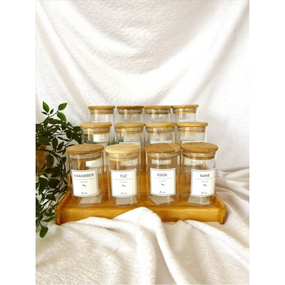 Kai Home Ahşap Merdiven Standlı 12 Li 350 Ml Baharatlık 12 Adet Ahşap Kaşık Baharat Setleri & Baharatlıklar Fiyatı