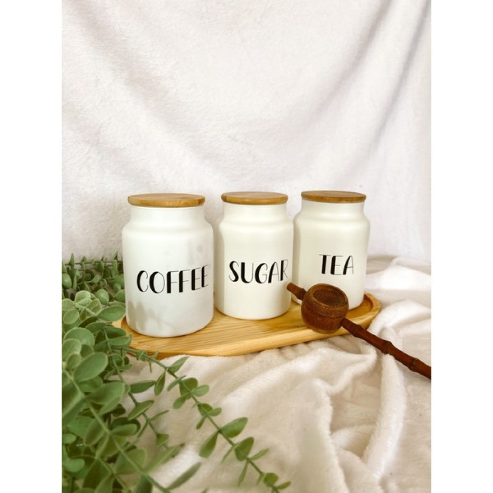 Kai Home Bambu Kapaklı 800 Ml 3lü Tea/Sugar/Coffee Kavanozu Saklama Kapları Fiyatı
