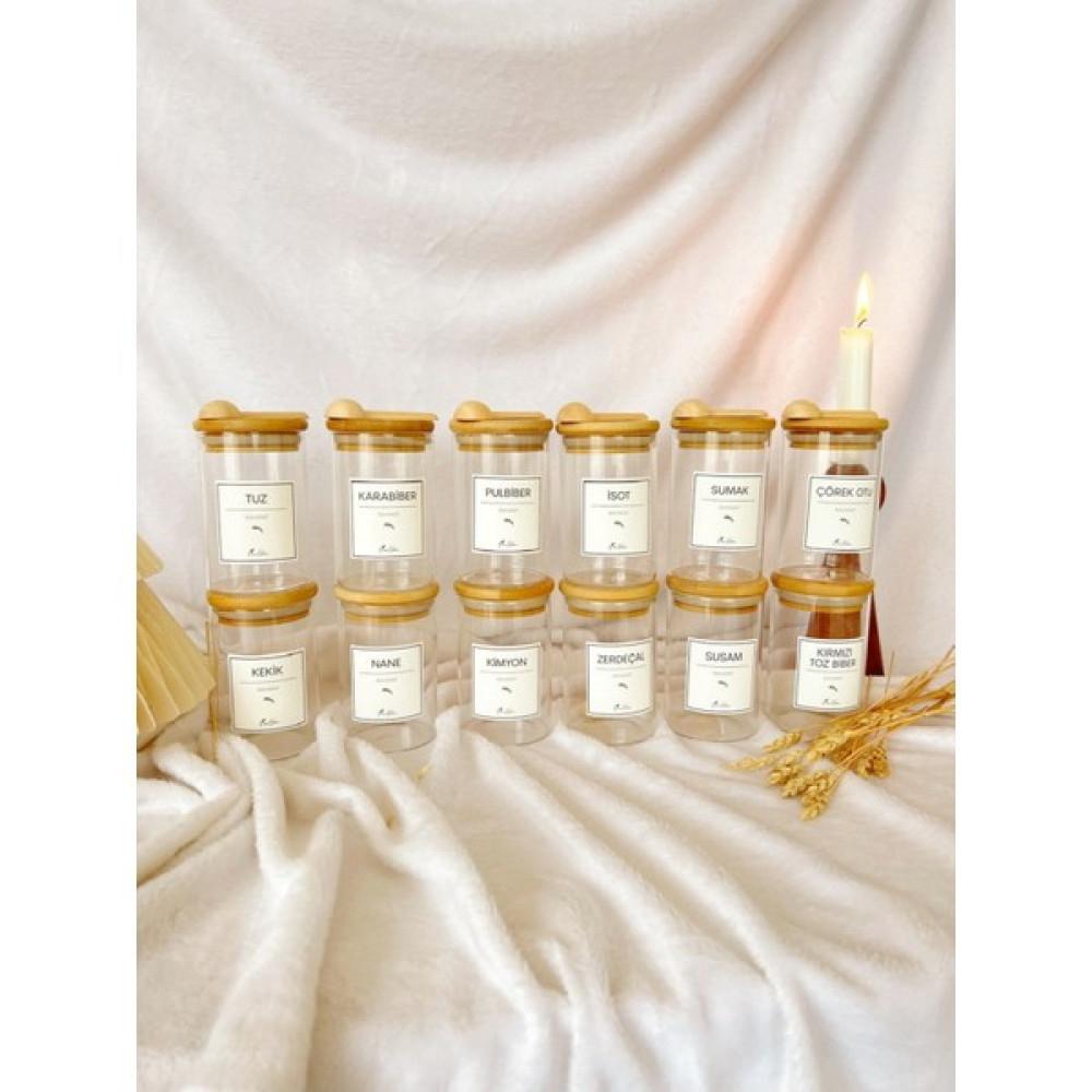 Kai Home Bambu Vakum Kapaklı 12 Li Cam Baharat Seti 350ml + 12 Adet Ahşap Kaşık Baharat Setleri & Baharatlıklar Fiyatı