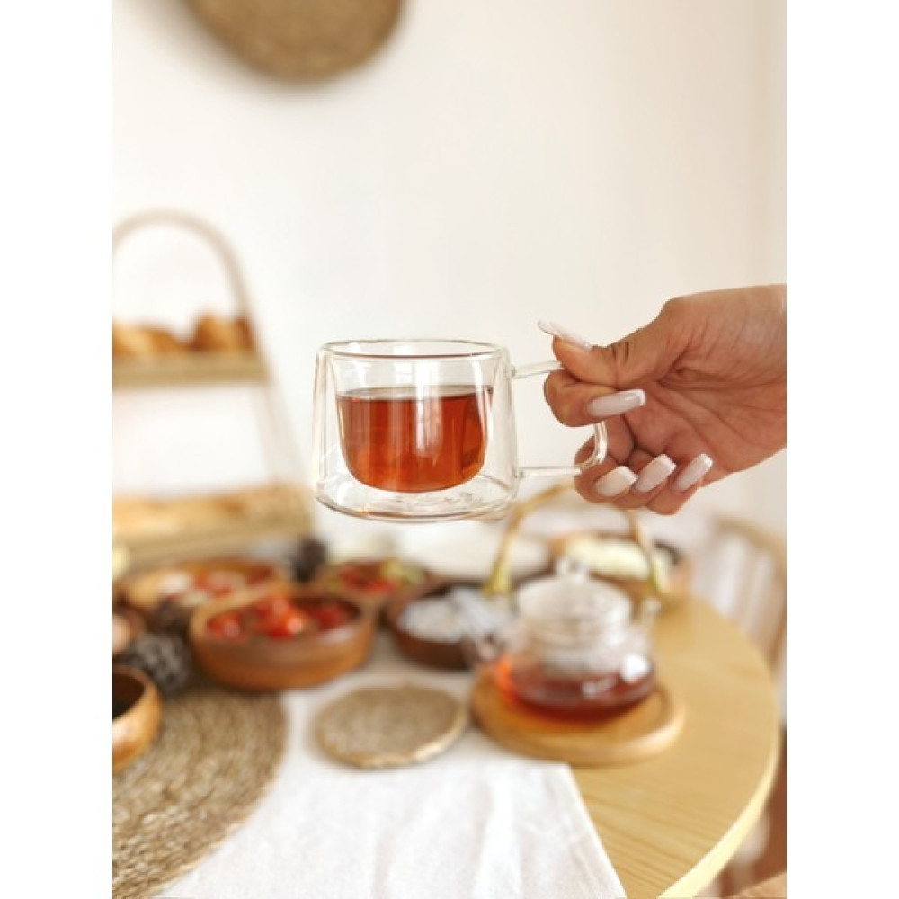 Kai Home Borosilikat Çift Cidarlı Kupa 250ML - Şeffaf Fincan / Bardak / Kahve Takımı Fiyatı