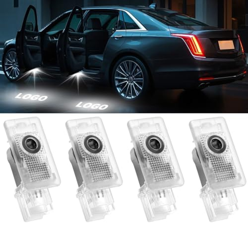 Kairiyard 4Pcs Car Door Lights Logo Projector Compatible with Cadillac SRX CT6 XTS ATS XT4 XT5 XT6, Bright 3D Shadow No Fade HD Car Door Projector Puddle Lights