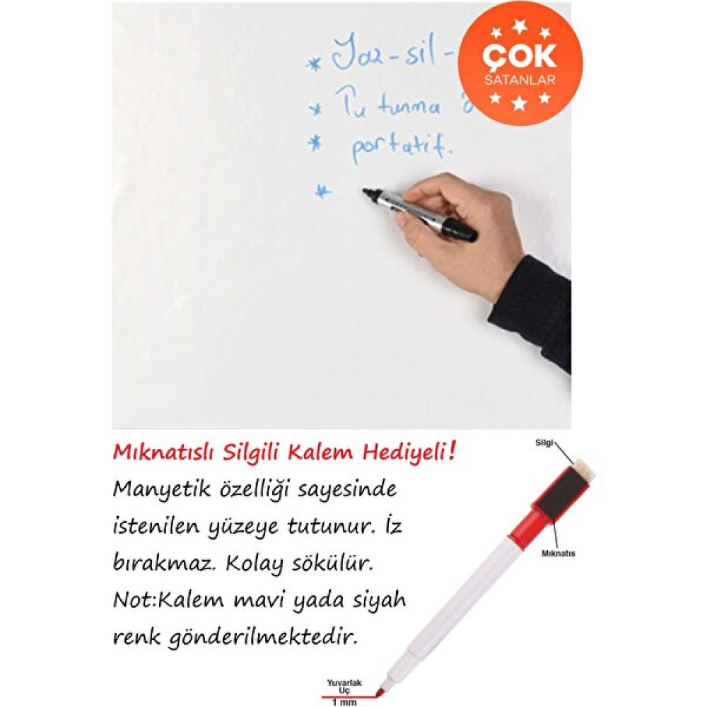 Kaizen Market Manyetik Yapışkanlı Beyaz Manyetik Kağıt Tahta 2 Li (120X300 Cm) Yazı Tahtası Kalemi Fiyatı