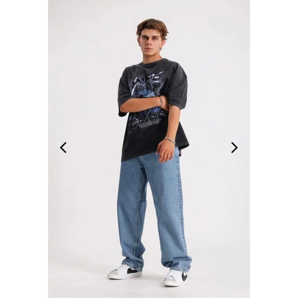 Kaizer Denim Erkek Buz Mavi Baggy Pantolon Günlük Tarz Rahat Kalıp Giyim & İç Giyim Fiyatı