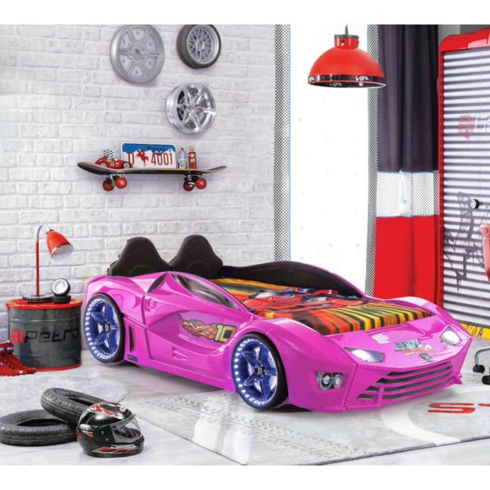 Kaju Mobilya Aventa Arabalı Yatak - 90 x 190 cm - Pembe Karyola Fiyatı