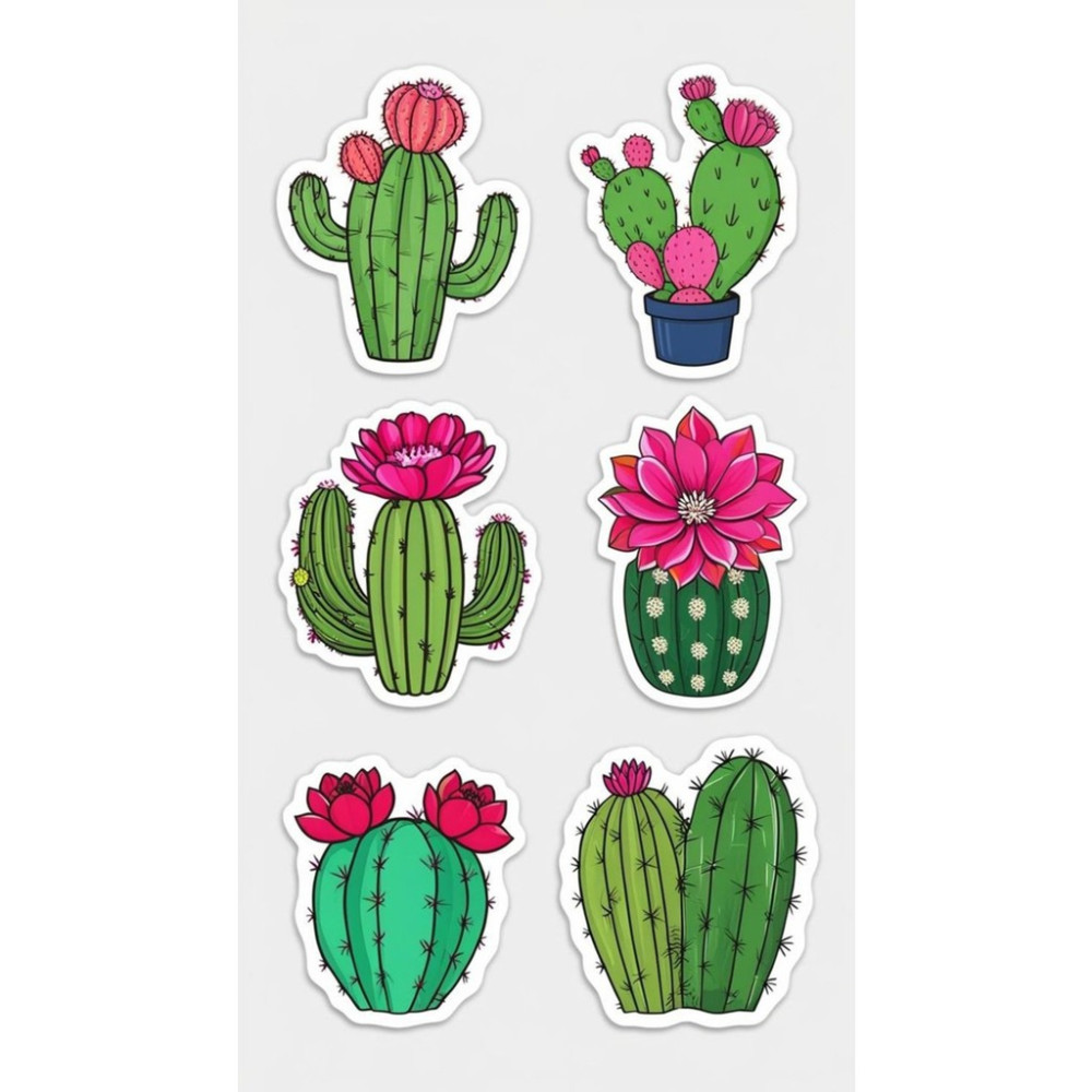 Kaktüs Sticker Telefon Laptop Notebook Tablet Defter Matara Stiker Etiket ST1340 Okul Etiketi Fiyatı