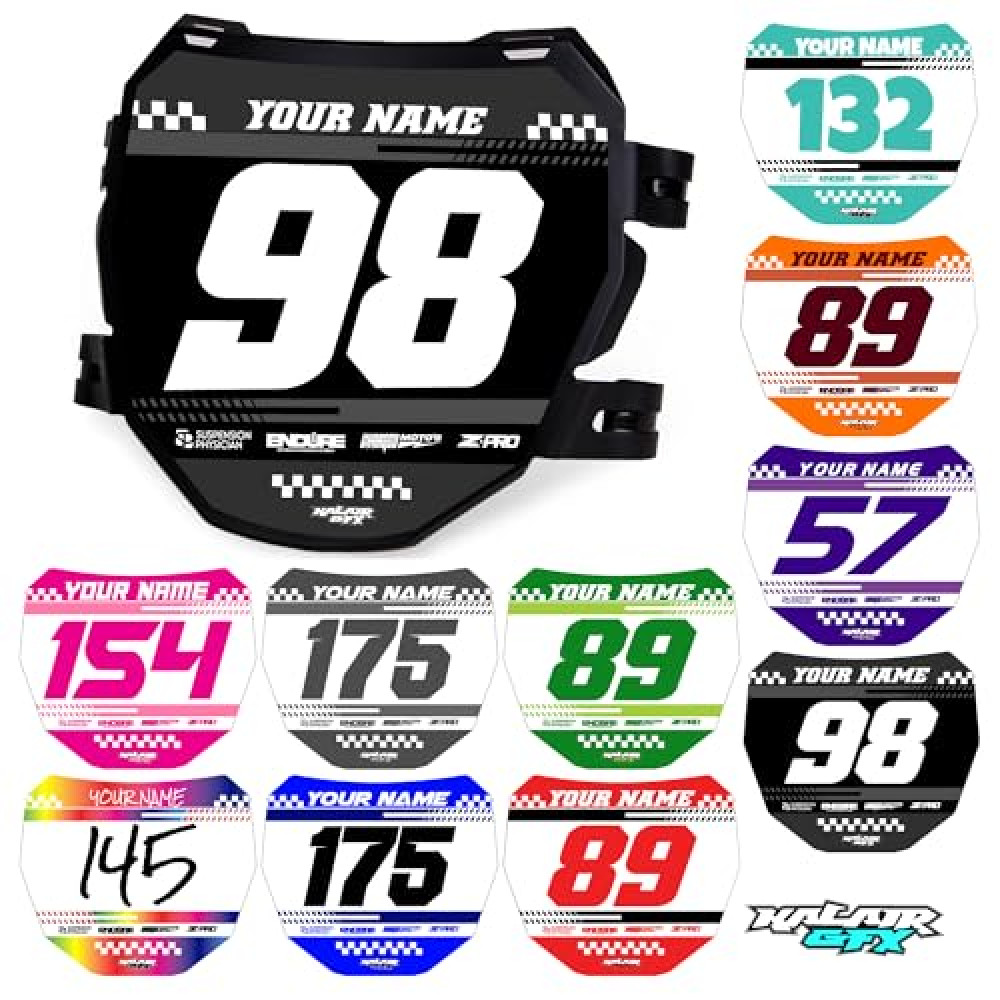Kalair GFX Custom ODI DH Electric Bike Number Plate Decal - Personalized Racing Graphics with Your Name & Number, Surron Multicolored Eye-catching Plate Design Decals,Plastics NOT Included.