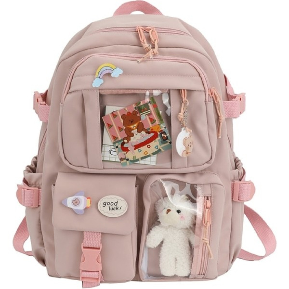 Kalavika Çok Cepli Ayıcık Figürlü Büyük Kapasiteli Sırt Çantası - Pembe (Yurt Dışından) Okul Çantası Fiyatı