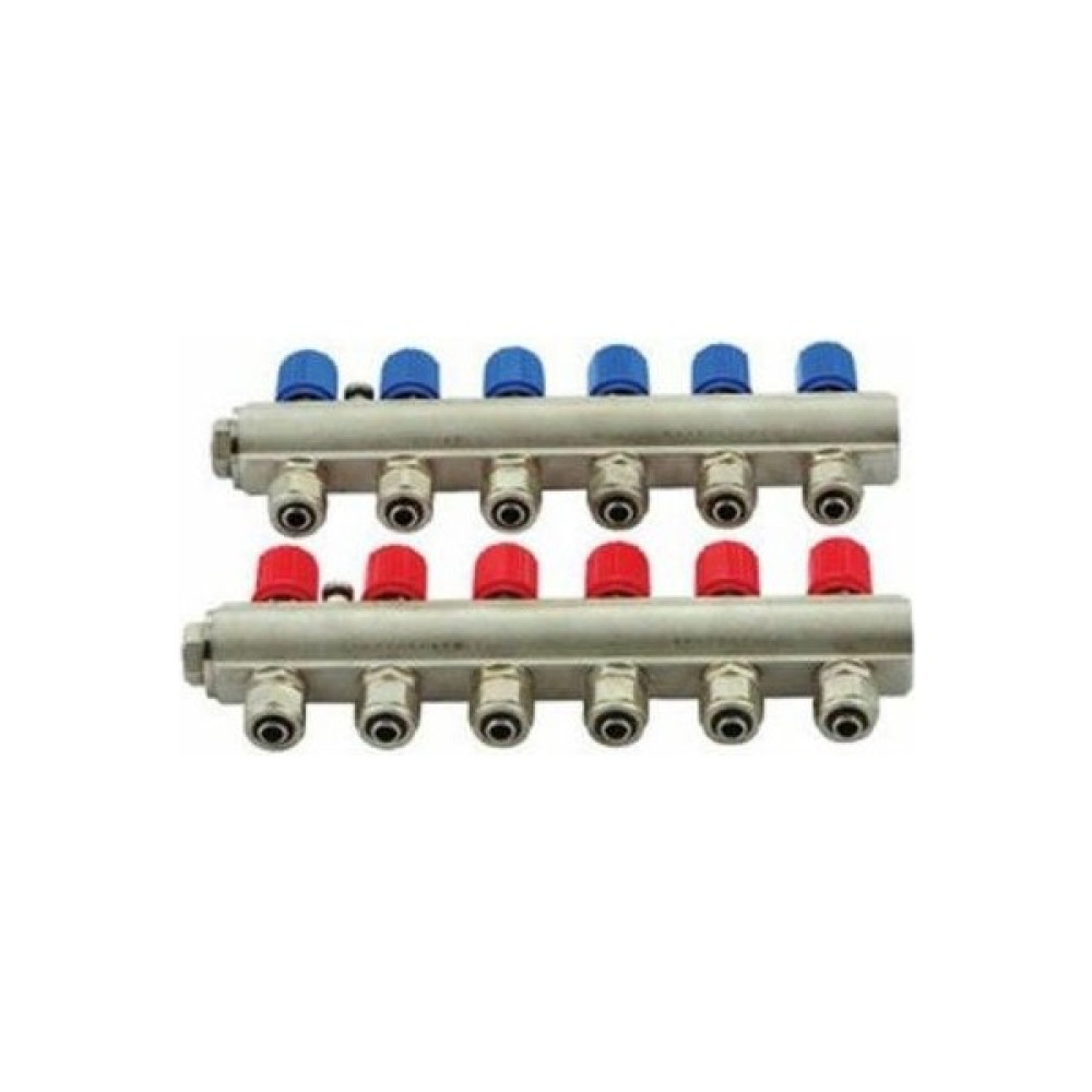 Kalde 1" Kendinden Vanalı Kollektör 6 Ağızlı Set (Kırmızı - Mavi) Nalburiye & Hırdavat Fiyatı