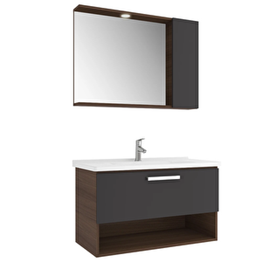 Kale Banyo Kale Trevi 100 Cm Antrasit-ceviz Banyo Dolabı Takımı Banyo Dolabı / Mobilyası Fiyatı