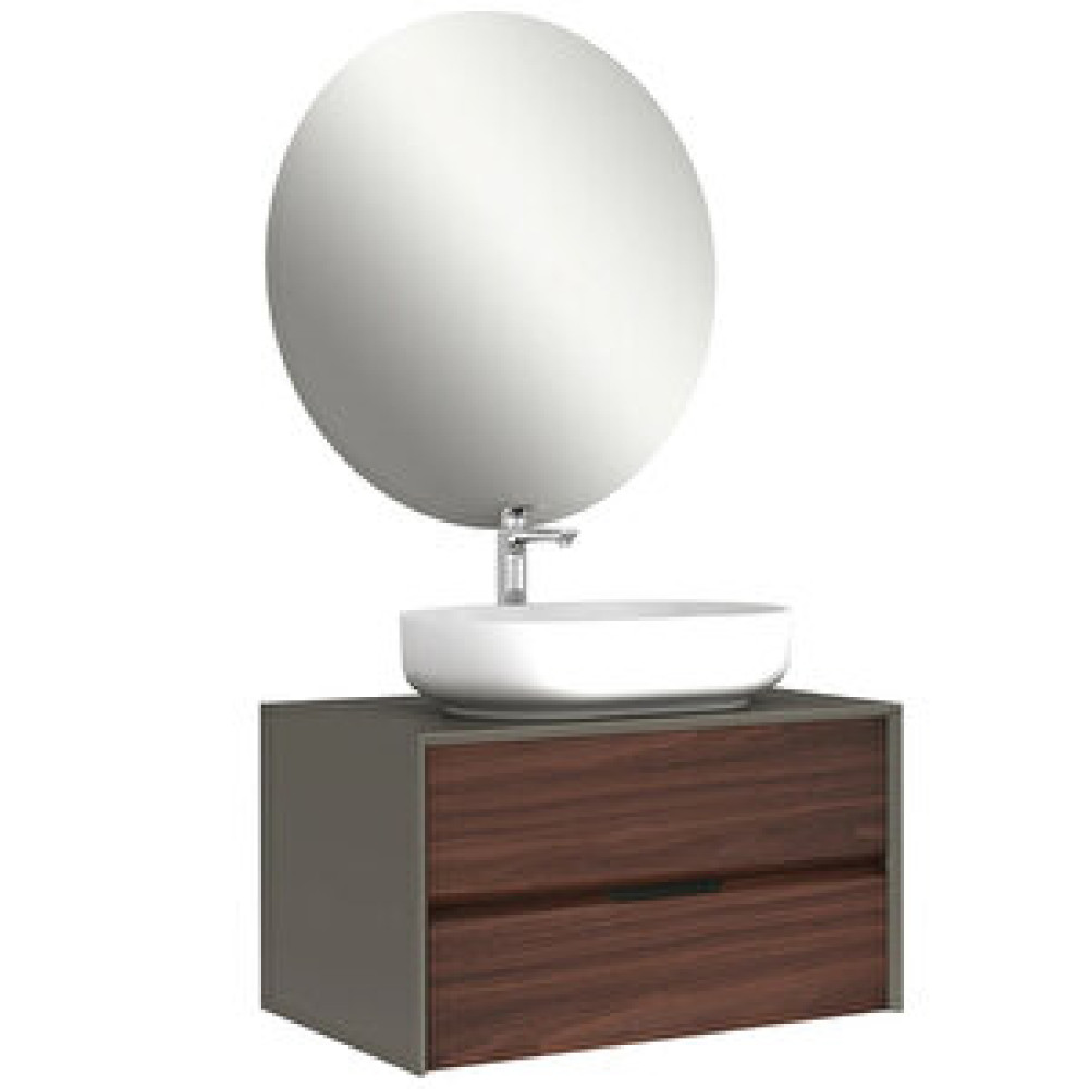 Kale Banyo Kale Zero 2.0 80 Cm Antrasit-ceviz (oval Çanak Lavabo) Banyo Dolabı Takımı Banyo Dolabı / Mobilyası Fiyatı