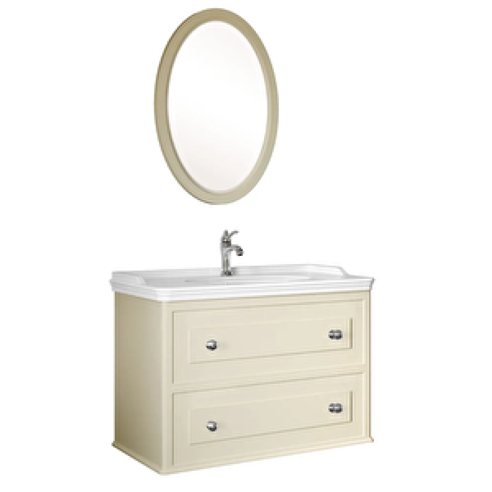 Kale Banyo Miro 100 Set Mat Krem (1dlk+lavabo Dolap+ayna Banyo Dolabı / Mobilyası Fiyatı