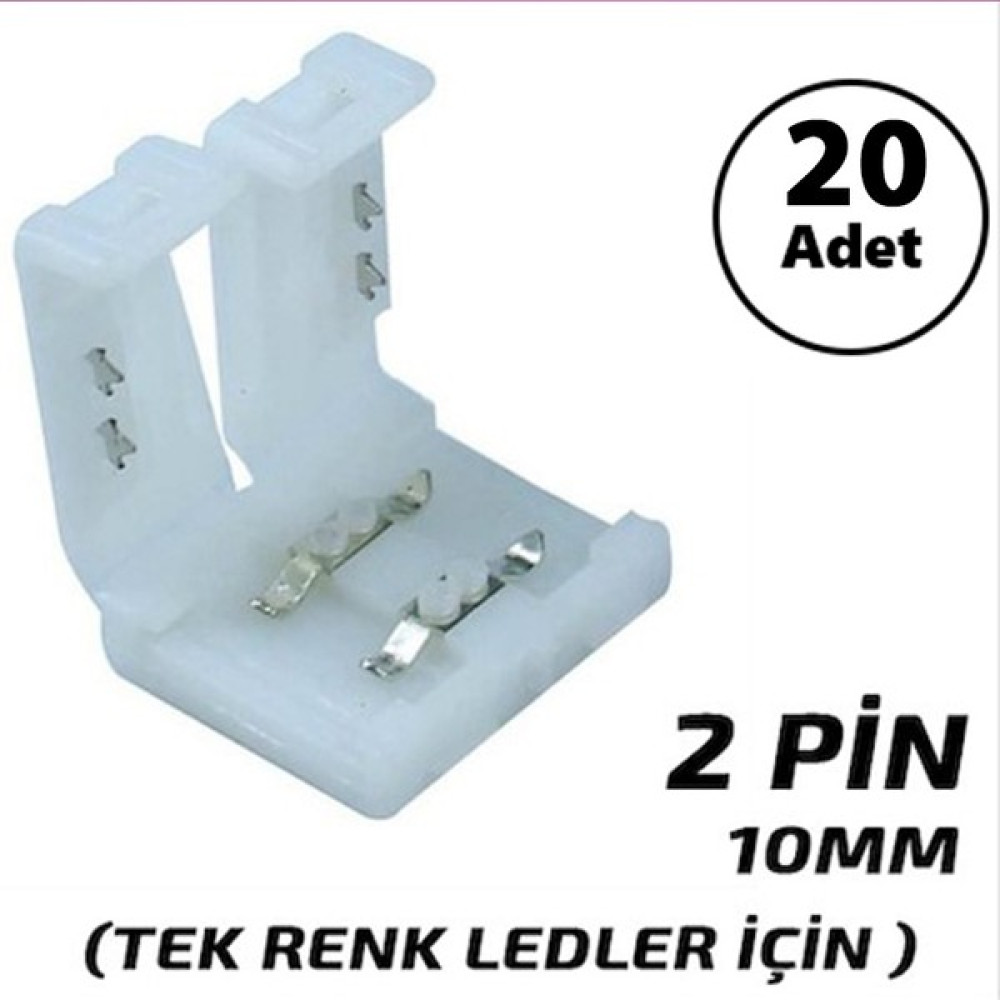 Kaled LED Konnektör Soket 2 Pin Şerit LED Birleştirme Ekleme Aparat 20 Adet - Beyaz Elektrik ve Aydınlatma Fiyatı