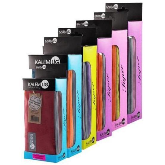 Kalemlig Rainbow Maxi Suni Deri Üç Bölmeli Kalem Kutusu