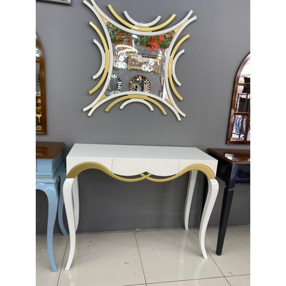 Kalender Mobilya Dresuar&çerçeve - Beyaz - Gold Dresuar / Makyaj Masası Fiyatı