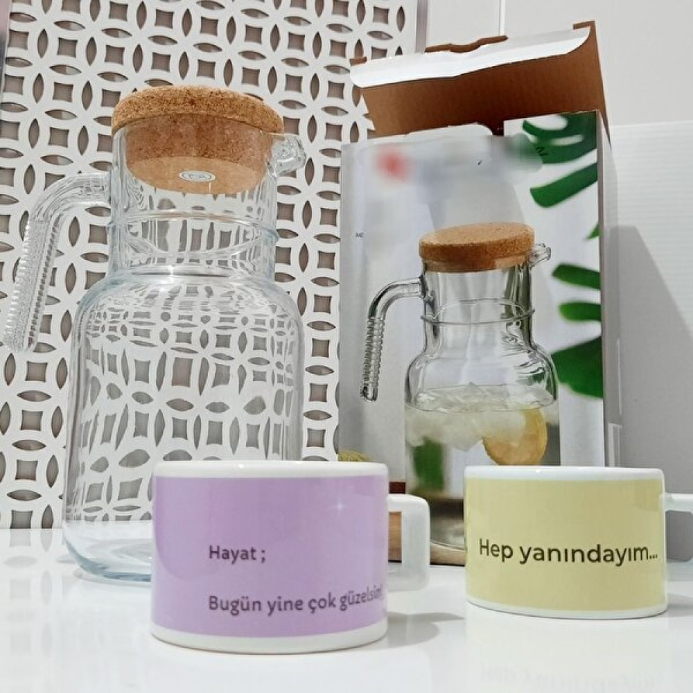 Kalendergah Mantar Kapaklı Sürahi ve Bardak Seti - 1,5 L - Renkli Sürahi Fiyatı