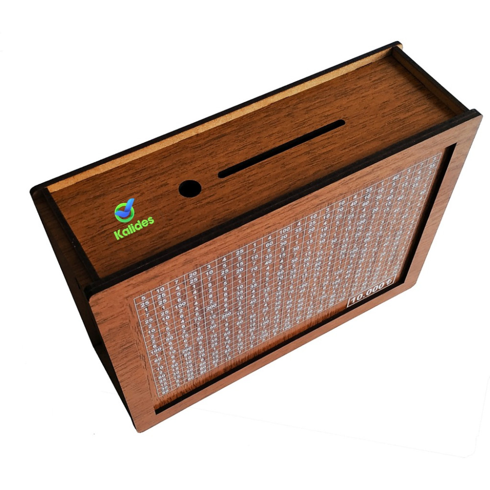 Kalides Parabox - 10.000TL Kumbara, Para Biriktirme Hedef Kutusu (Kurulu) - Ceviz Rengi Kumbara Fiyatı