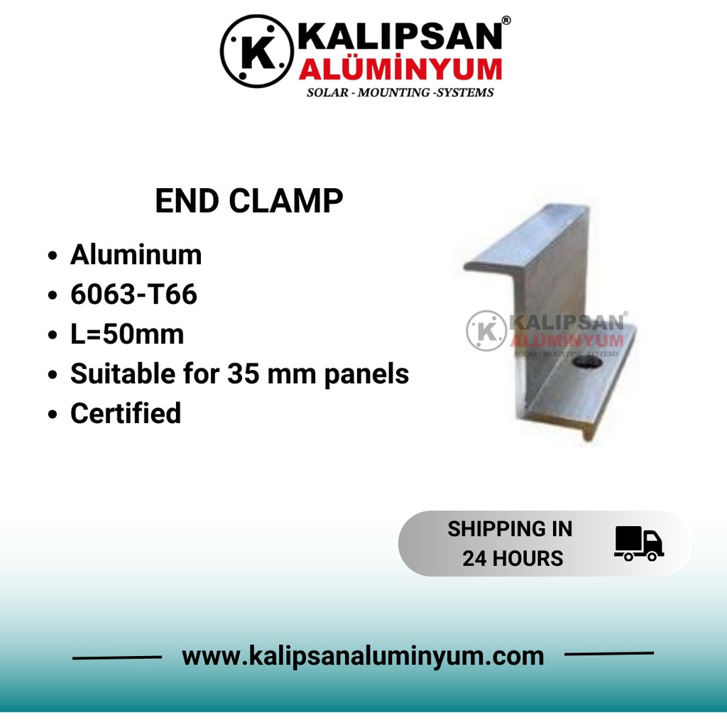 Kalıpsan Güneş Paneli 35'lik Z Clamp- Sonlandırıcı (50 ADET) Diğer Fiyatı