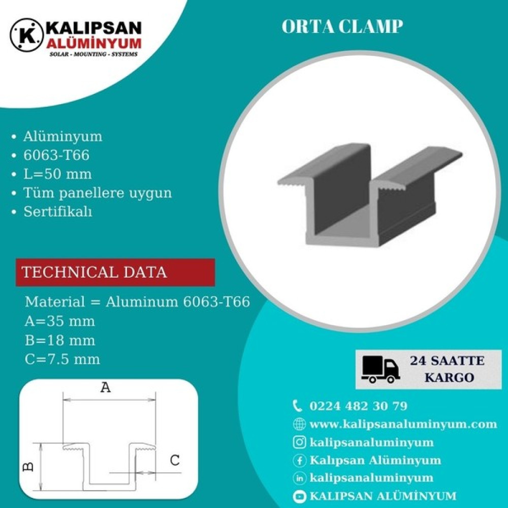 Kalıpsan Güneş Paneli Orta Tutucu (16 Adet)orta clamp - Gri Dış Mekan & Bahçe Oyuncakları Fiyatı