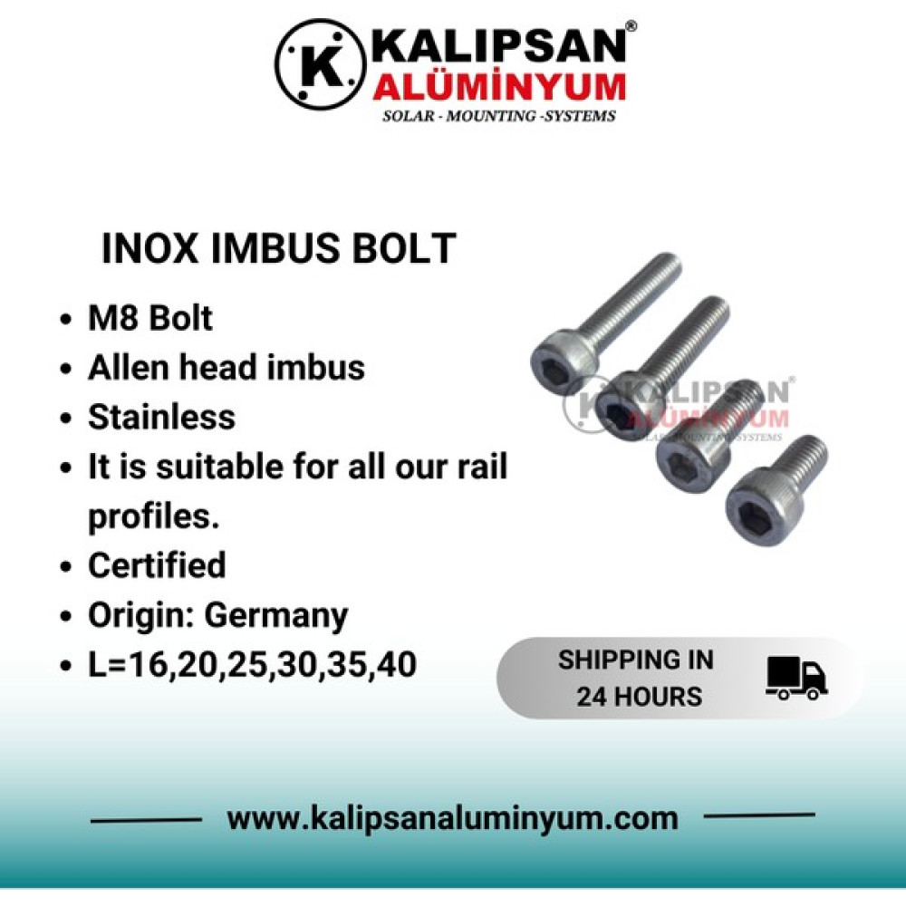Kalıpsan M8X25 Inox Imbus Civata (200 Adet) - Gri - 200 Adet Oto Boyaları Fiyatı