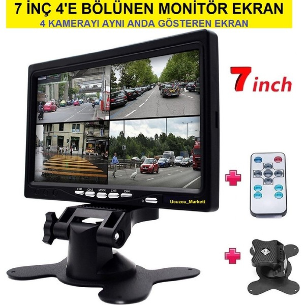 Kalite 7 Inç 4'e Bölünen Monitör Ekran (4 Kamerayı Aynı Anda Gösteren Ekran) Oto Görüntü Sistemleri Fiyatı