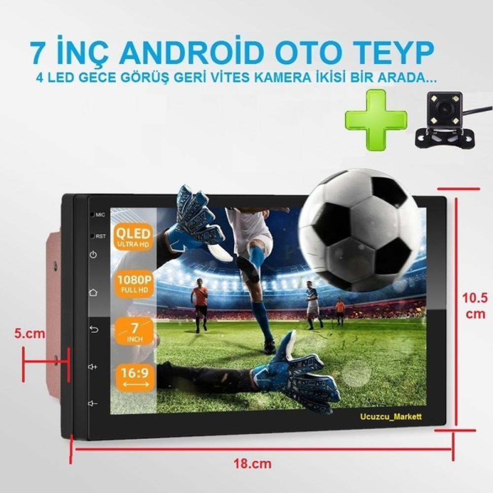 Kalite 7 Inç Android Oto Teyp + 4 LED Gece Görüş Geri Vites Kamera Ikisi Bir Arada Oto Teypleri Fiyatı