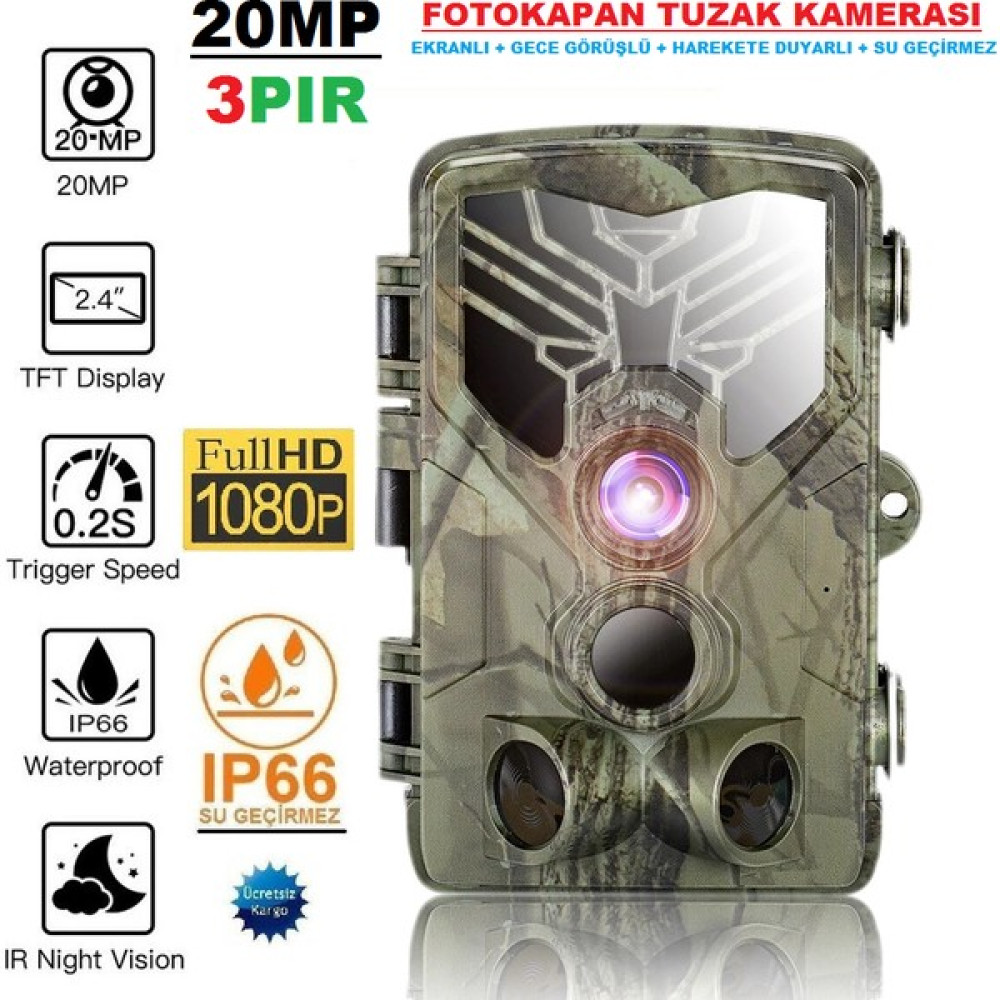 Kalite Fotokapan 20 Megapixel (3pır Sensor -Gece Görüşlü -Renkli -Sesli -Ekranlı) Dijital Video Kameralar Fiyatı