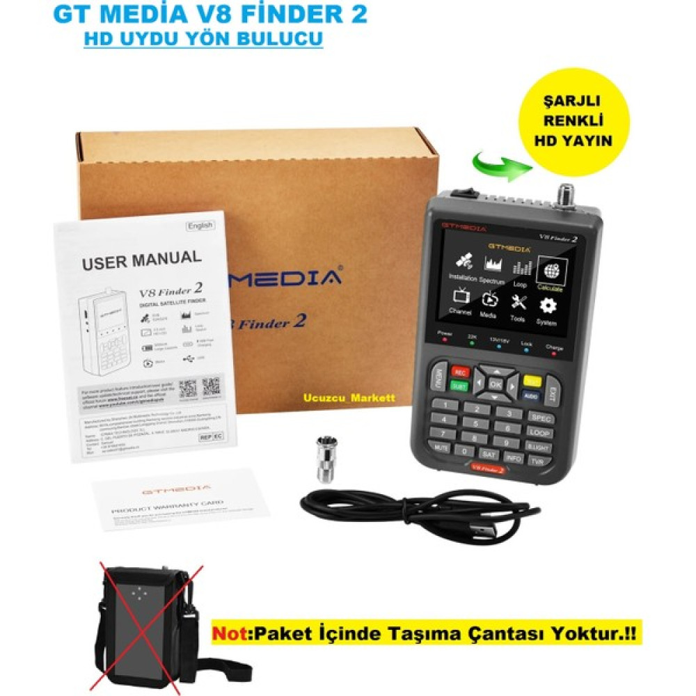 Kalite Gt Media V8 Finder 2 Uydu Yön Bulucu Yeni Nesil Hd (Gtmedia V8-Finder 2) Canlı Görüntü Izleme + Şarjlı Uydu Alıcısı Aksesuarları Fiyatı