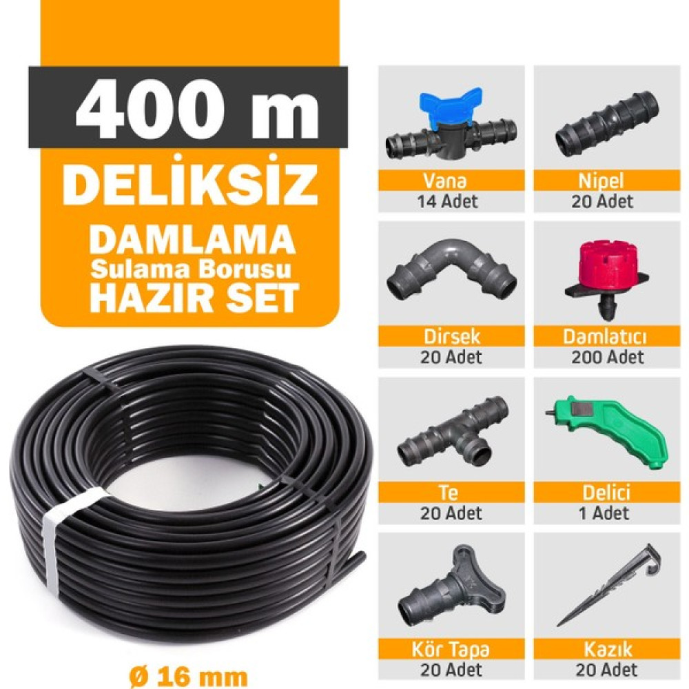 Kalitek Deliksiz Damla Sulama 400 M Borusu Hortumu 16MM Oto Boyaları Fiyatı