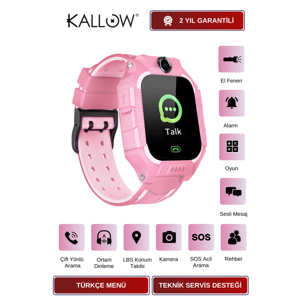 Kallow Sim Kartlı Akıllı Çocuk Saati Konum Takibi Ve Uzaktan Dinleme Acil Arama Özellikli Çocuk Saati Akıllı Çocuk Saati Fiyatı