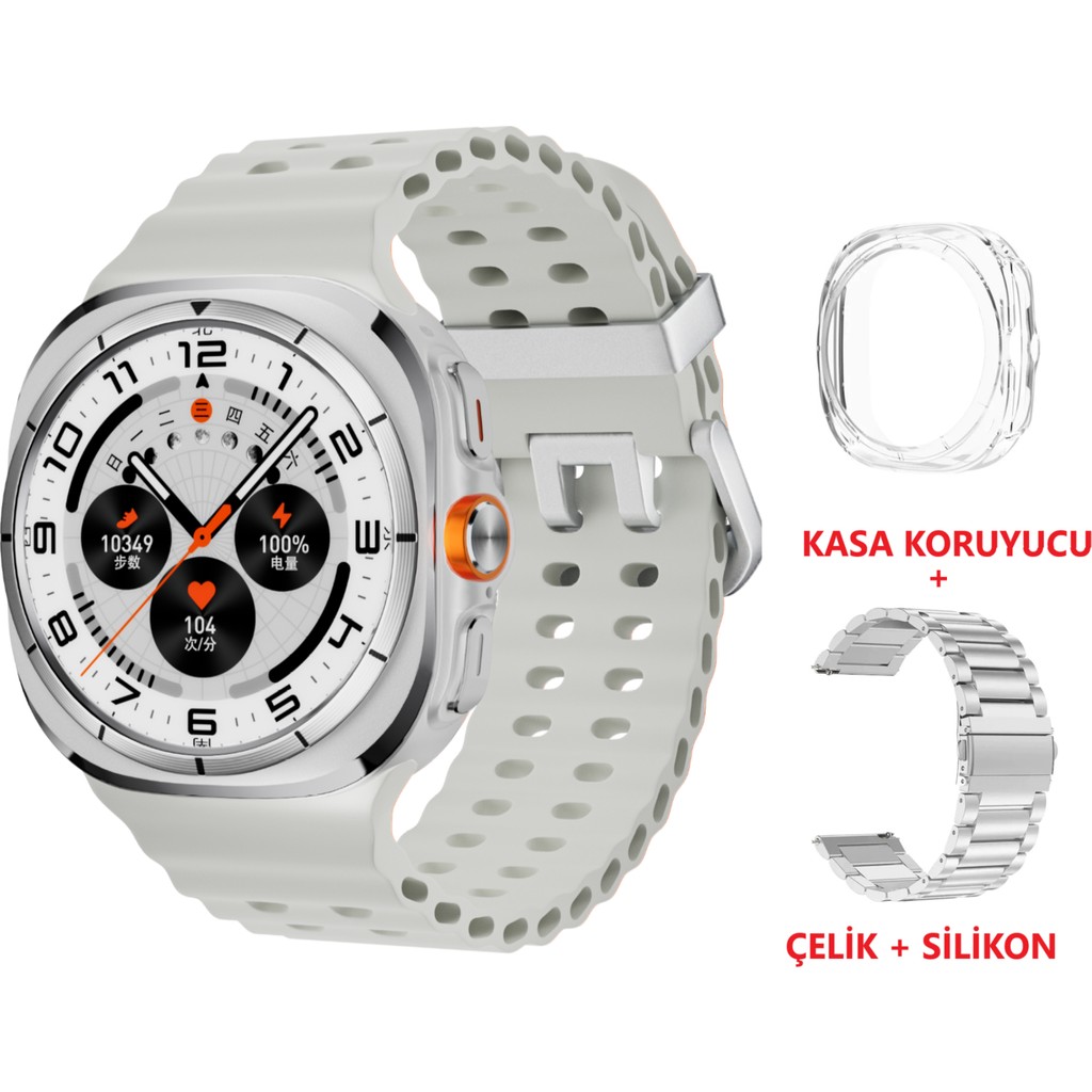 Kalobee Sk 7 Ultra Amoled 47 mm Çelik + Silikon Kordonlu Akıllı Saat - Gri Diğer Fiyatı