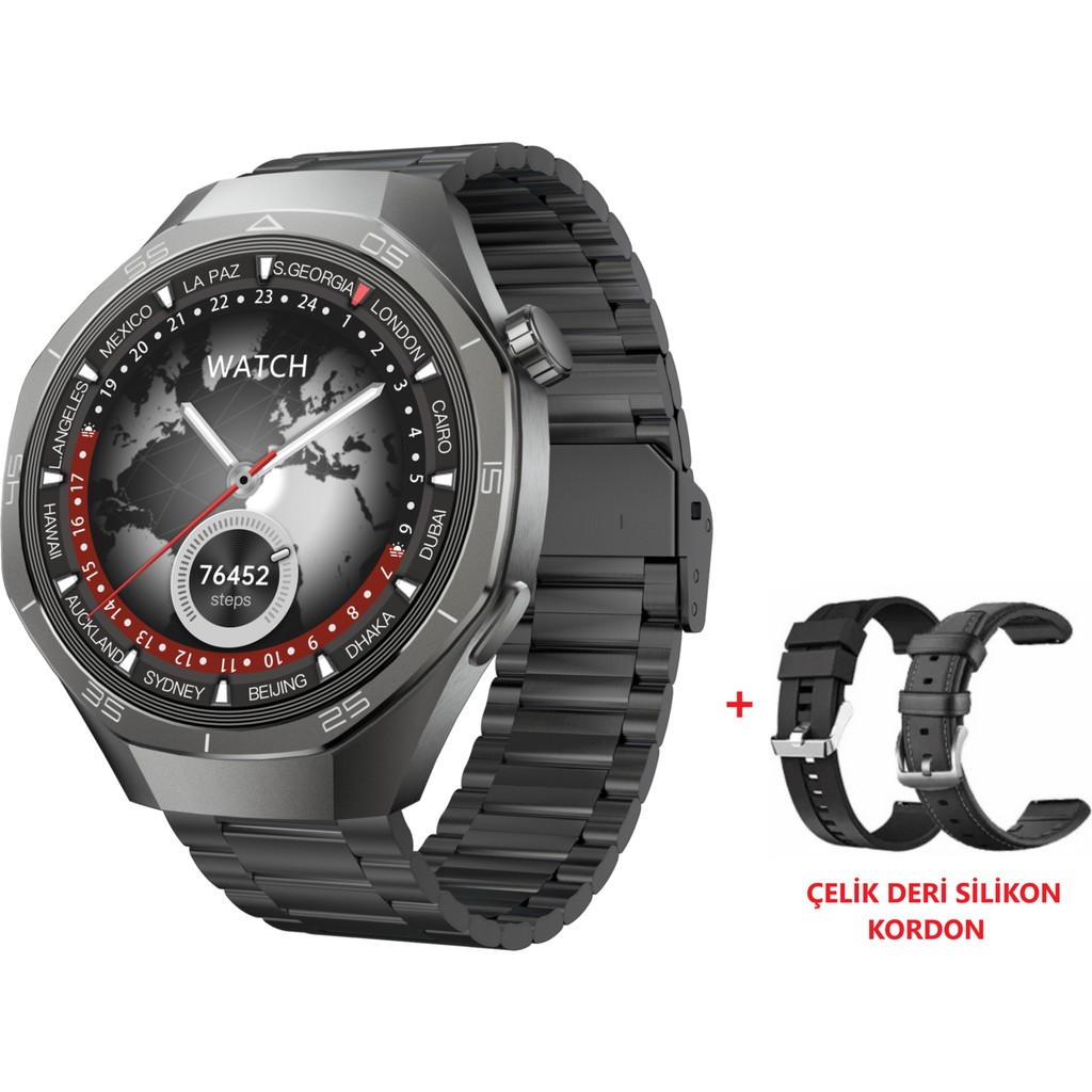 Kalobee SK40 Amoled 49 mm 3 Kordonlu Akıllı Saat - Siyah - Siyah Akıllı Saat Aksesuarı Fiyatı