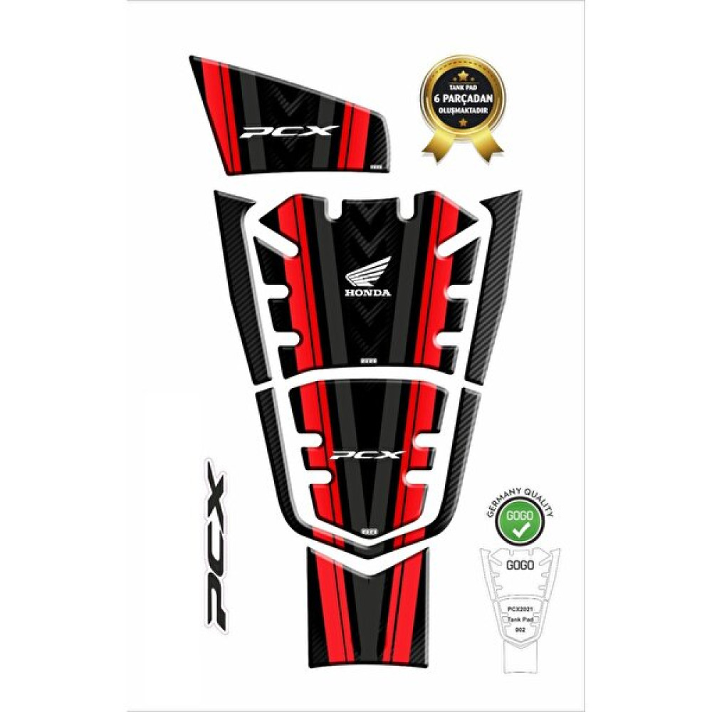 Kaly Honda Pcx 125 2021 Tank Pad 7 Parça 002 - Renkli Motorsiklet Aksesuarları Fiyatı
