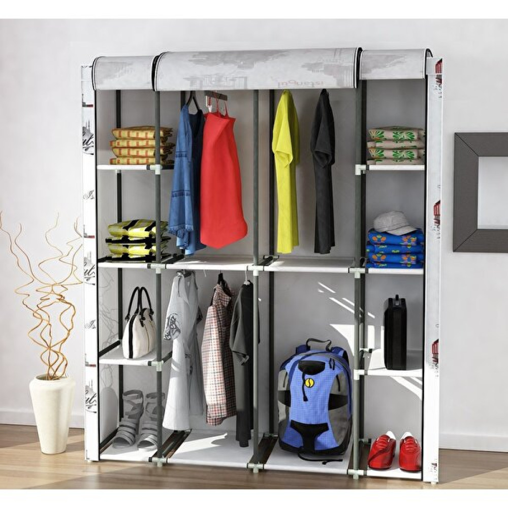 Kalyon Home Lux Çelik Profilli Çok Raflı Bez Dolap Kumaş Gardırop - Beyaz Gardrop & Dolap Fiyatı