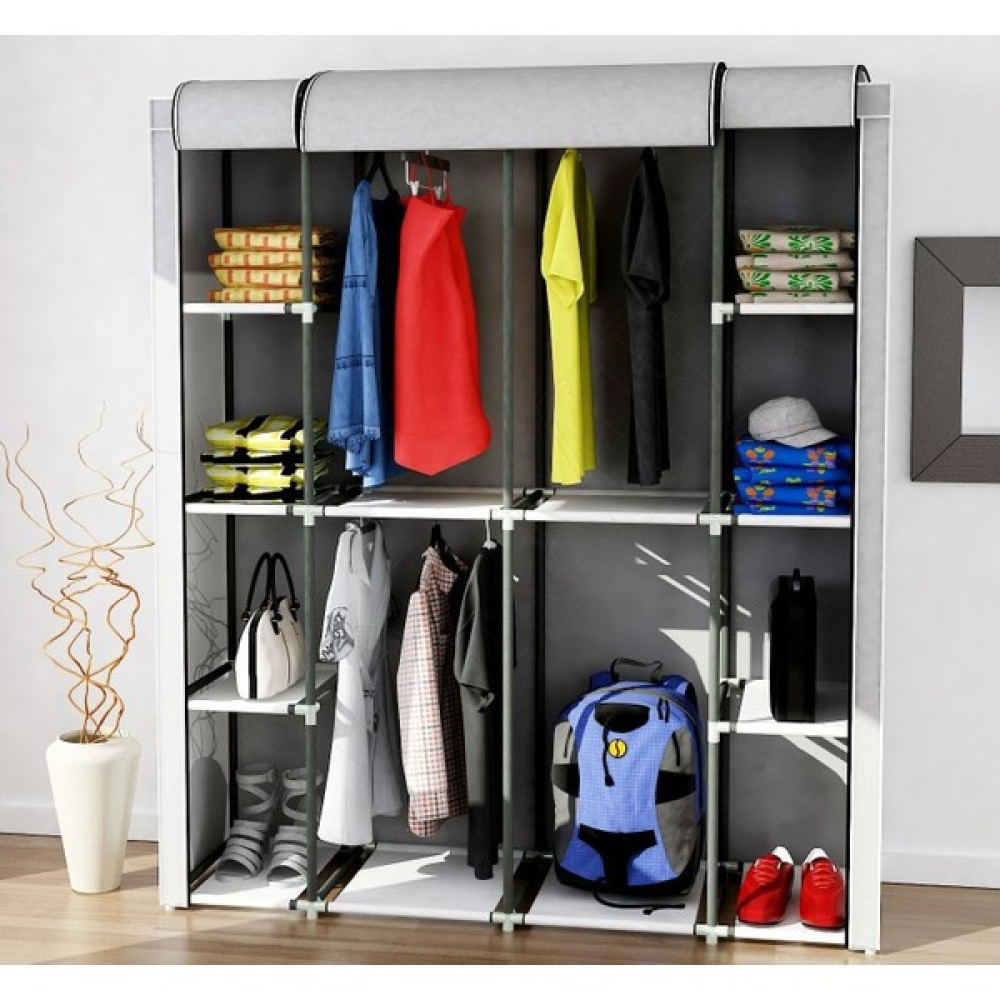 Kalyon Home Lux Çelik Profilli Çok Raflı Bez Dolap Kumaş Gardırop - Gri Gardrop & Dolap Fiyatı