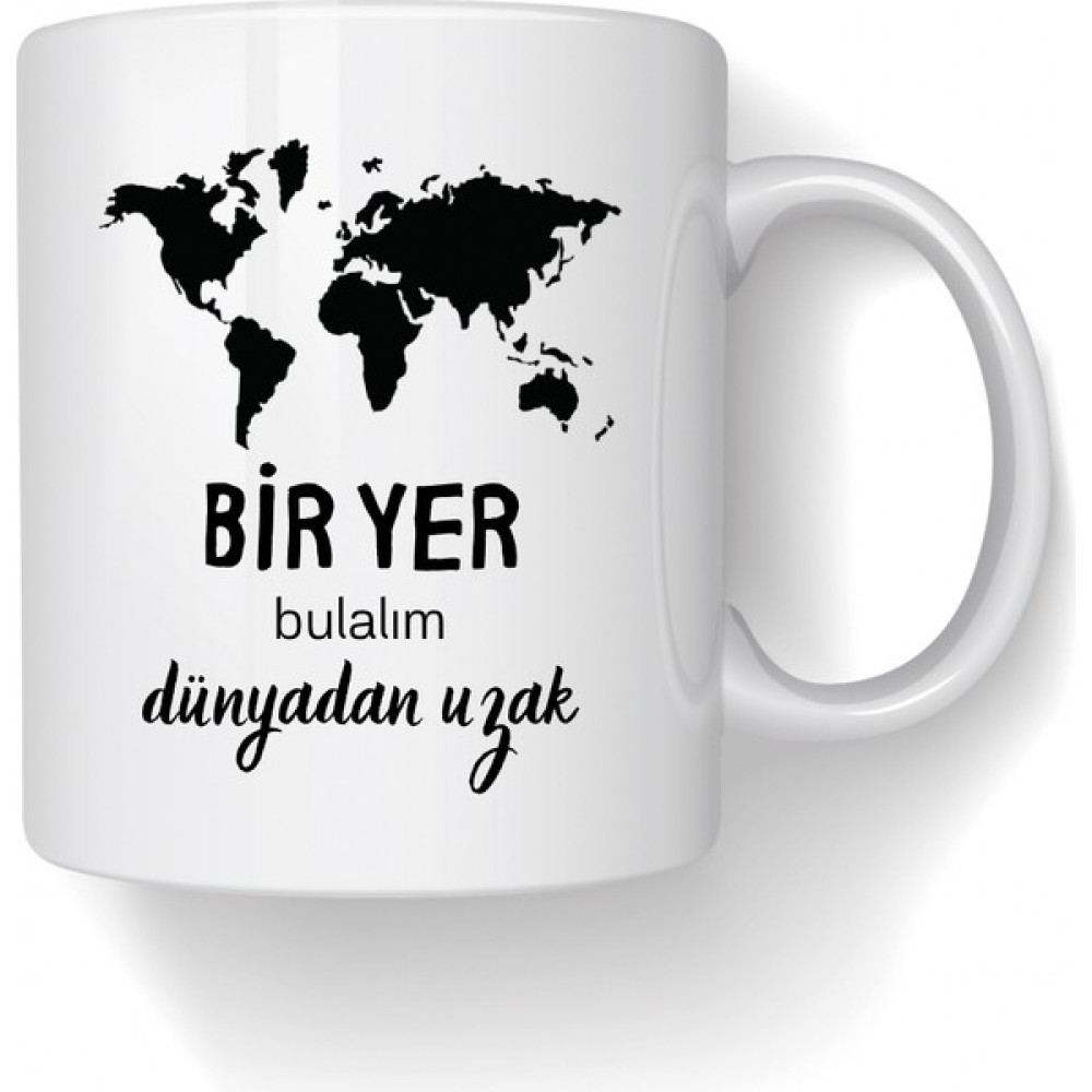 Kam Store Bir Yer Bulalım Dünyadan Uzak Kupa - Beyaz Fincan / Bardak / Kahve Takımı Fiyatı