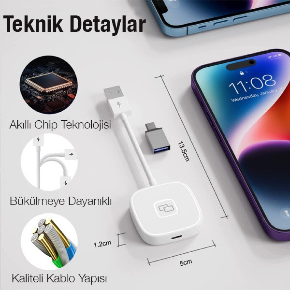 Kamardey Araç Içi Görüntü Sistemleriusb+ Lightning Apple iPhone Carplay Mirror Ekran Yansıtıcı Adaptör Çevirici Oto Görüntü Sistemleri Fiyatı