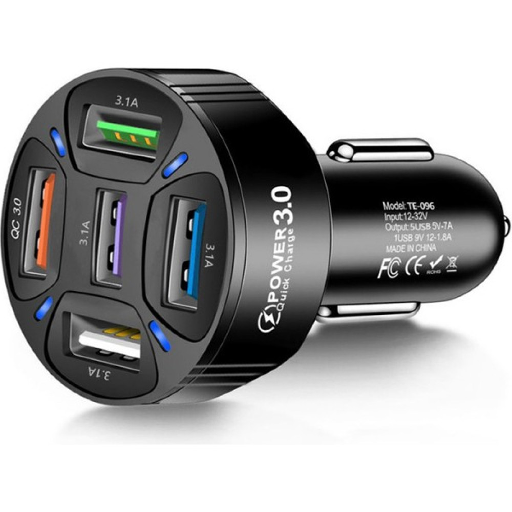 Kamardey Qc3.0 5 Port Çıkışlı Çoklu USB Araç Içi Çakmaklık Hızlı Şarj Aleti Araç Şarjı - Siyah Cep Telefonu Araç Kiti Fiyatı