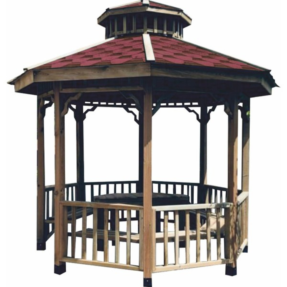 Kamelya Market Sekizgen Ahşap Kamelya - Kırmızı - 300 x 300 cm Bahçe Mobilyası Takımı Fiyatı