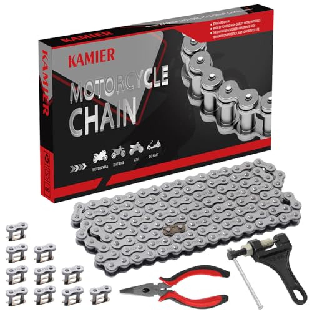 KAMIER 420 Drive Chain 132 Links with Chain Breaker Tool for 70cc 90cc 110cc 125cc TaoTao Coolster Apollo Roketa Kazuma SSR Chinese 4 Wheeler ATV Quad Pit Dirt Bike Go Kart Mini Bike Heavy Duty Parts