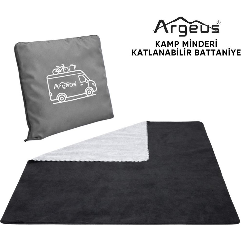 Kamp Minderi & Katlanabilir Polar Kamp Battaniyesi - Argeus - Gri - Acil Durum Battaniyesi Battaniye Fiyatı