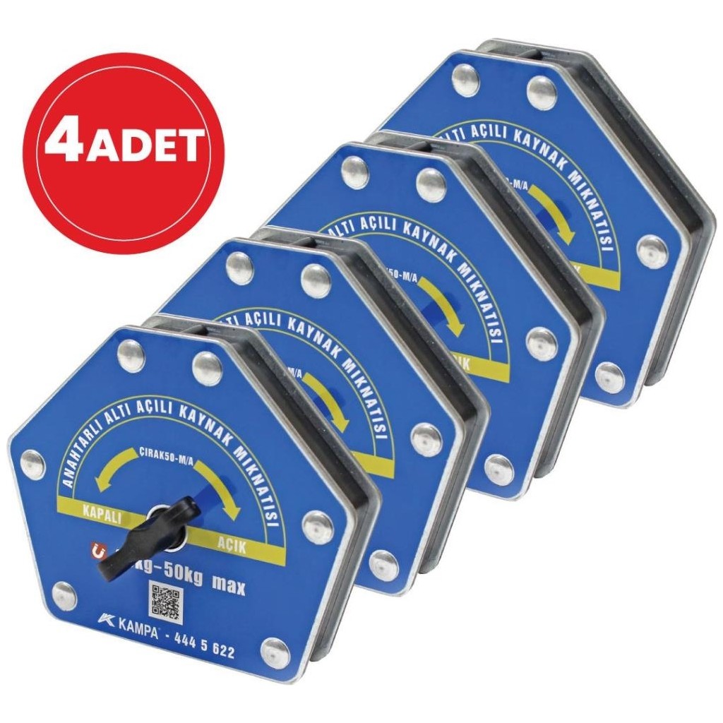 Kampa ÇIRAK-50M/A Manyetik Kaynak Gönyesi 4 Adet On-Off Anahtarlı 6 Açılı, 35-50 kg Kaynak Tutucu Mıknatıs Diğer Fiyatı