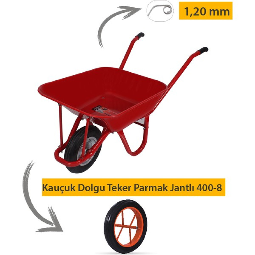 Kanat C12 Kauçuk Dolgu Teker Parmak Jant Demonte El Arabası 1.20 mm Sac Elektrikli El Aletleri Fiyatı