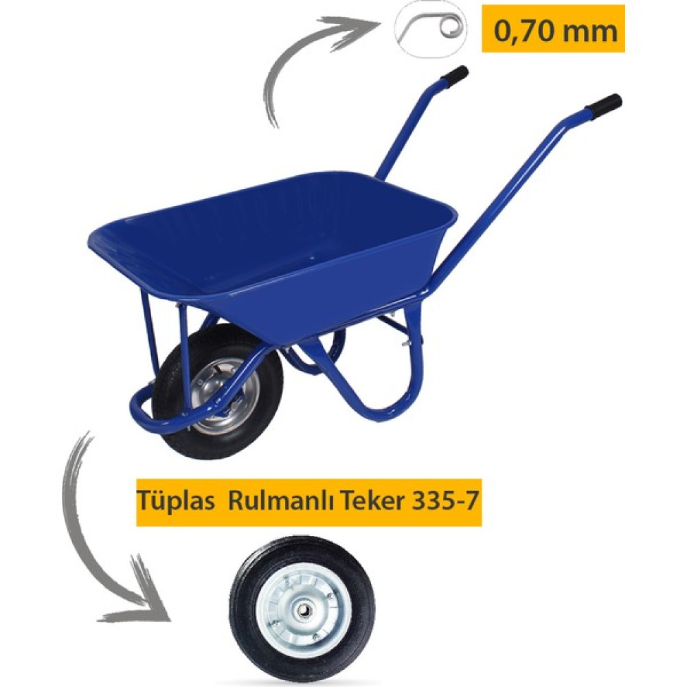 Kanat Toros Tüplas Rulmanlı Teker Demonte El Arabası 0.70 mm Sac Elektrikli El Aletleri Fiyatı