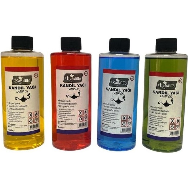 Kandillo 4 Set Sarı Kırmızı Mavi Yeşil Kandil Yağı Kokusuz Dumansız Iç Mekan Gaz Lambası Yakıtı 250 ml 4 Set Bakım Spreyleri Fiyatı