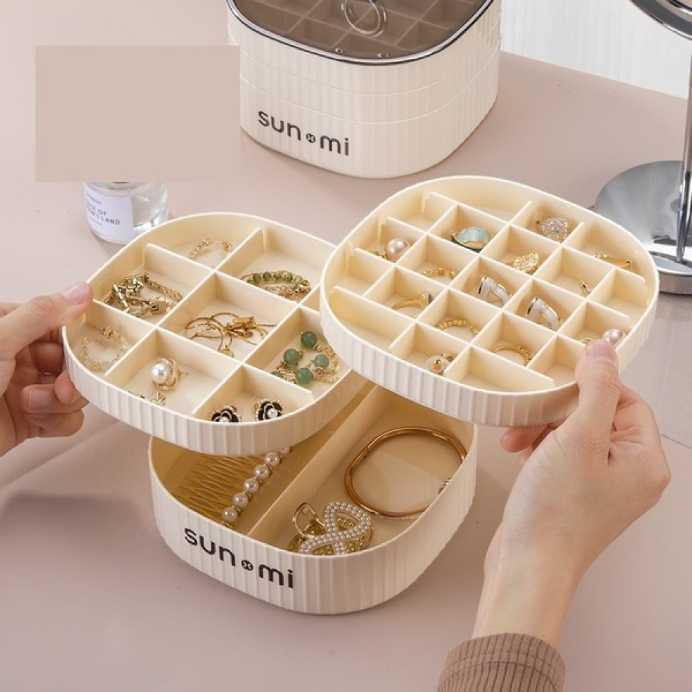 Kangrui-HB Retro Krem ​​tarzı Mücevher Saklama Kutusu, Yüksek Görünümlü Çok Katmanlı Küpeler, Küpeler, Kolyeler, Yüzükler, Saatler, Mücevher Kutula... Eşya Saklama Kutusu Fiyatı